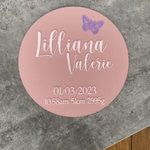 Butterfly Birth Detail Plaque